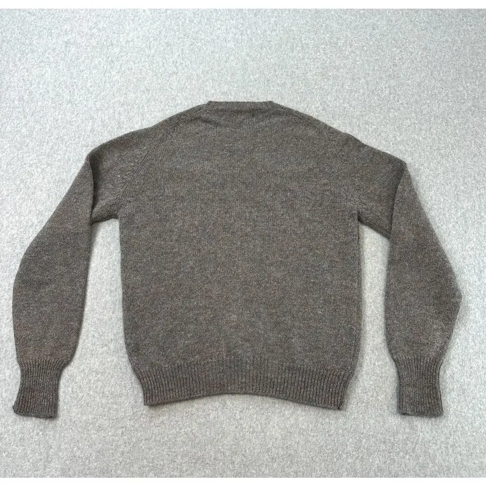 Lord & Taylor Sweater Mens L Tan Crew Neck Pullover Wool Knitted Outdoor Grandpa